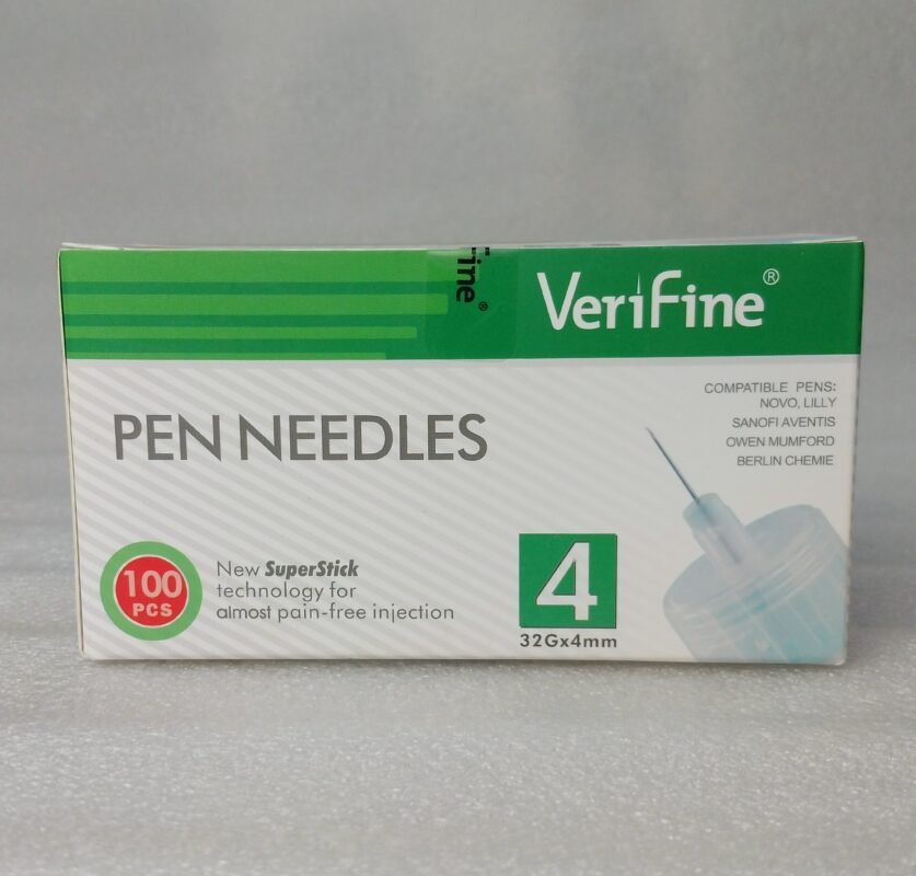 سنون قلم انسولين مقاس 4 مل ماركة فيري فاين VeriFine ( 100 سن )