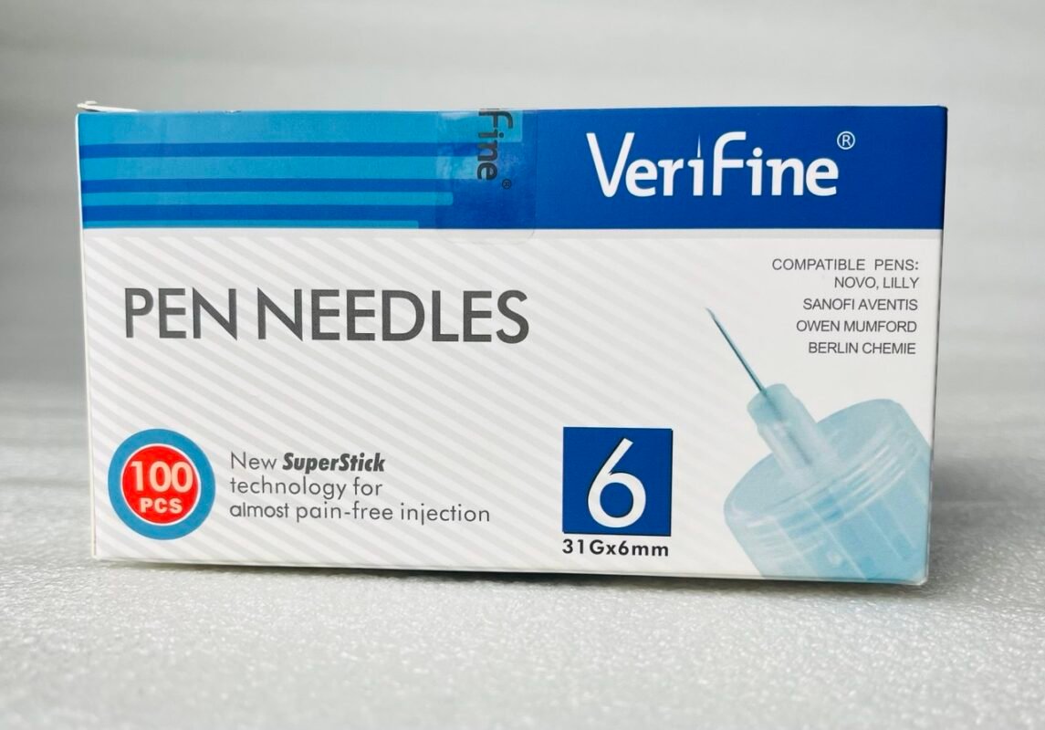 سنون قلم انسولين مقاس 6 مل ماركة فيري فاين VeriFine ( 100 سن )